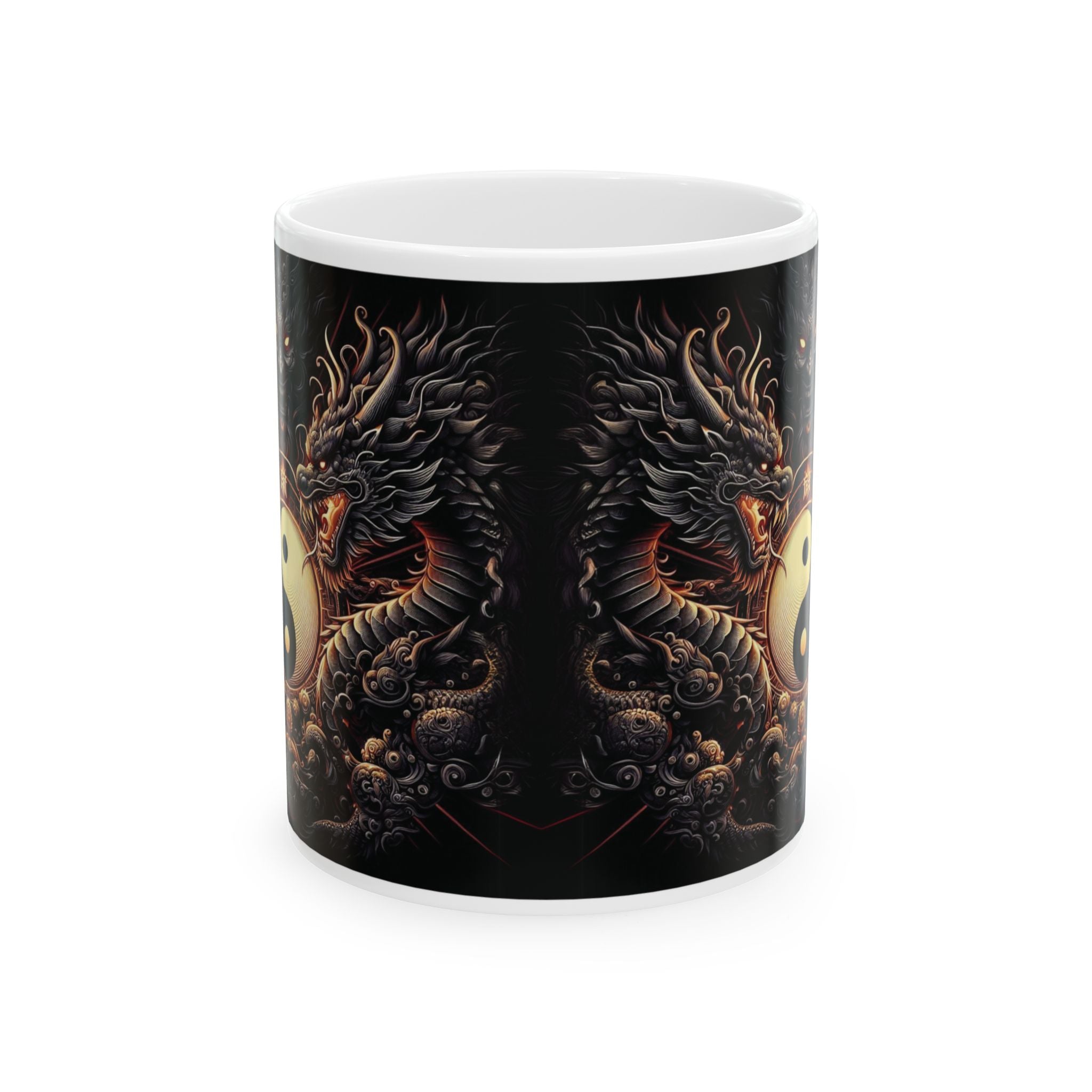 Dragon Mug Yin-Yang Symbol Lovers Design Ceramic Mug 11oz Gift Tea Cup