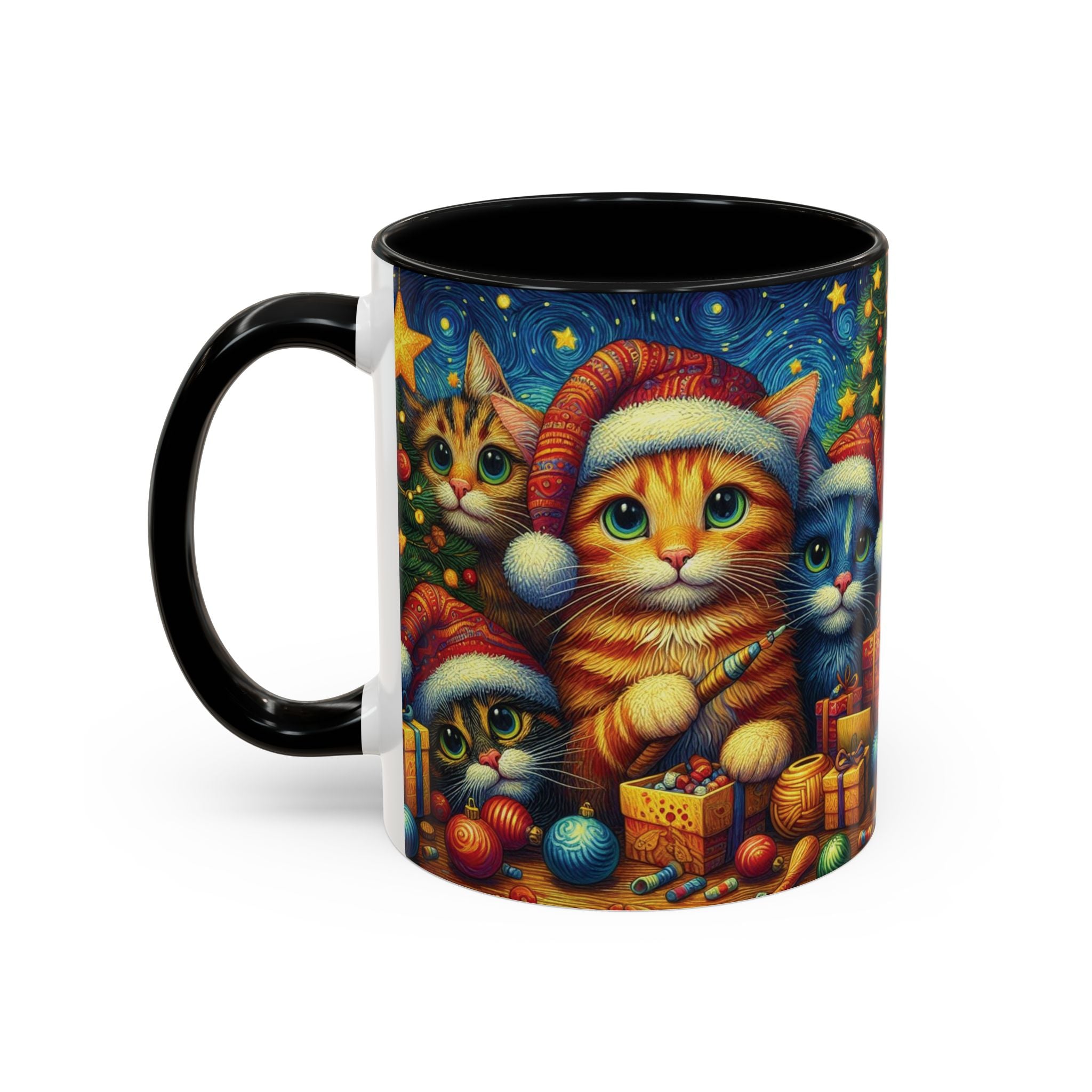 Christmas Mug Cats Mug Mom Lover Van Gogh Art Gift Funny Coffee Tea Ceramic Cup