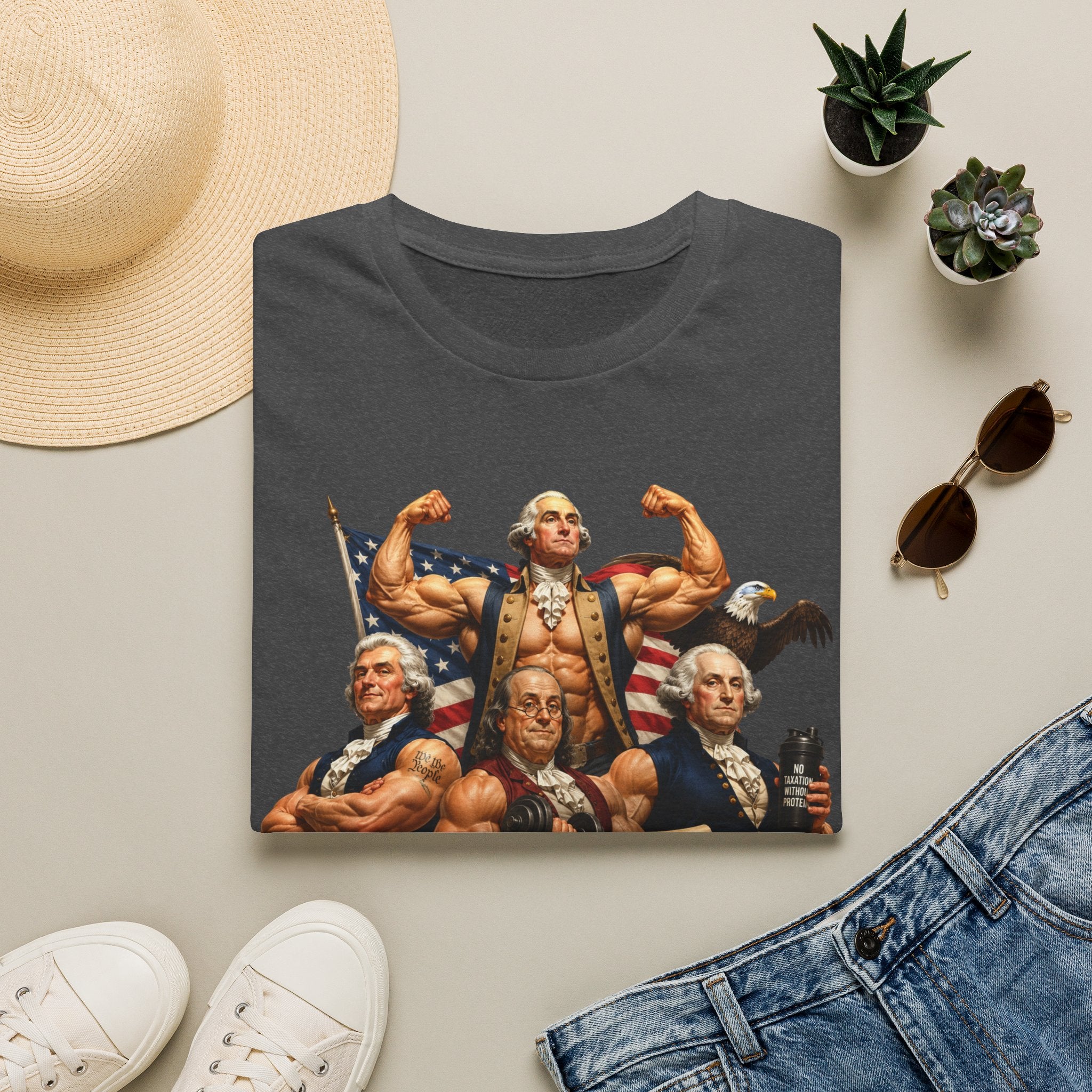 Funny USA Unisex Softstyle T-Shirt Giant Declaration Receipt Funny Patriotic T-Shirt United States of America Benjamin Franklin George Washington Tshirt