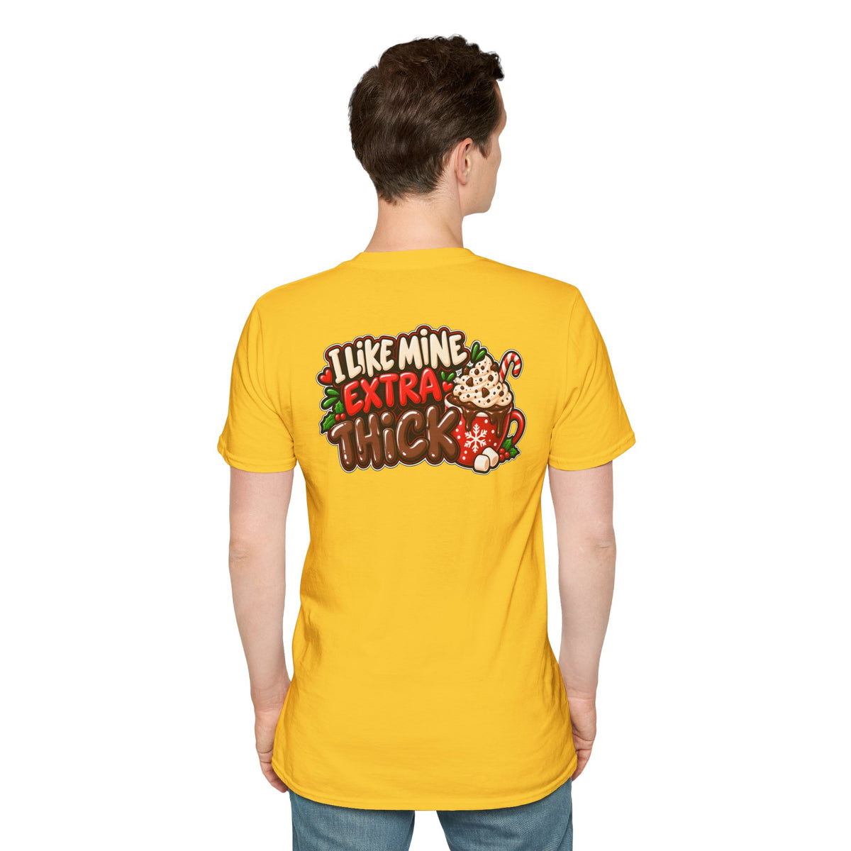 Funny Christmas Pun Tee Cheeky Holiday Shirt Dark Humor Funny Shirt I LIKE MINE EXTRA THICK T-Shirt Unique Gift