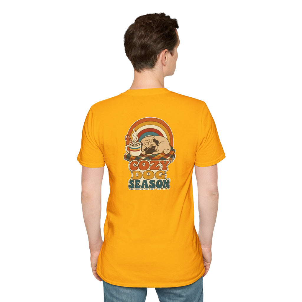 Retro Christmas Dog T-Shirt Cozy Dog Season Vintage Dog Lover Shirt Unisex Softstyle Tee Christmas Gift