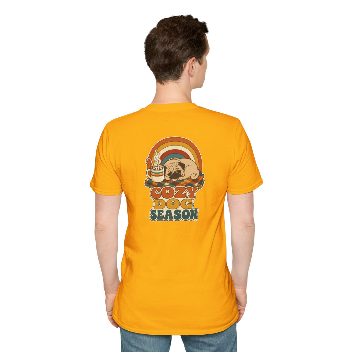 Retro Christmas Dog T-Shirt Cozy Dog Season Vintage Dog Lover Shirt Unisex Softstyle Tee Christmas Gift