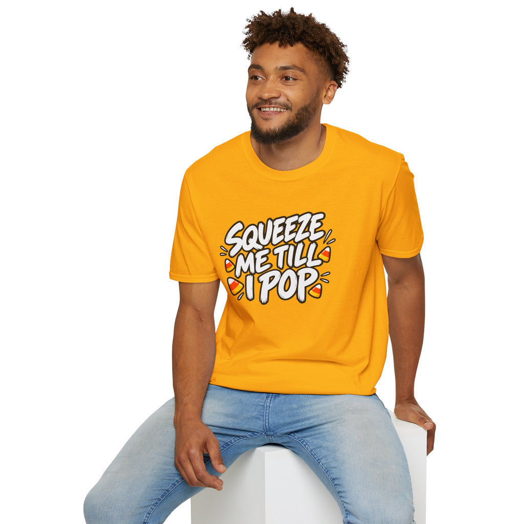 Funny Halloween Shirt Squeeze Me Till I Pop Candy Corn Novelty Tee Graphic T-Shirt
