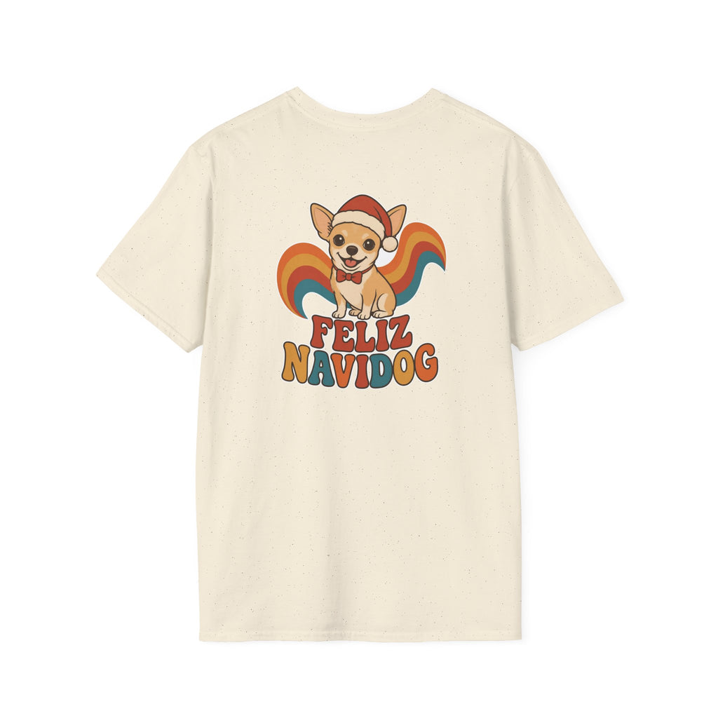 Retro Christmas Dog T-Shirt Feliz Navidog Vintage Dog Lover Shirt Unisex Softstyle Tee Christmas Gift