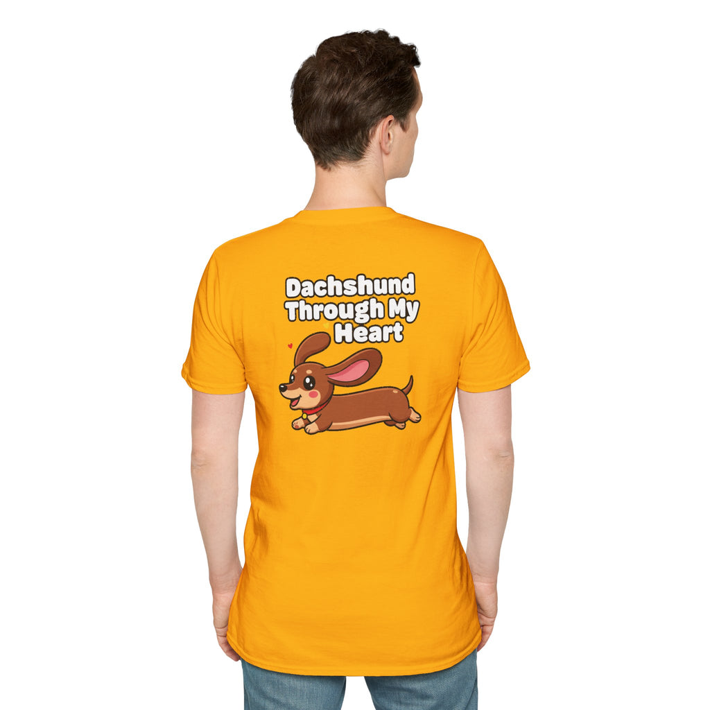 Cute Dachshund Shirt Dachshund Through My Heart Funny Dog Lover Unisex Softstyle Tee Gift