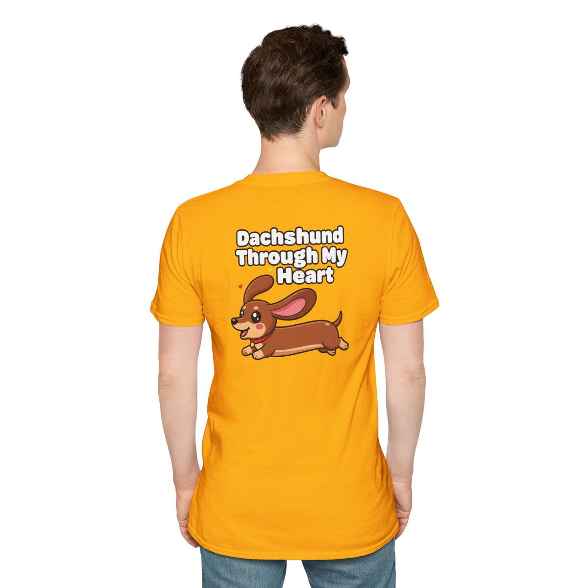 Cute Dachshund Shirt Dachshund Through My Heart Funny Dog Lover Unisex Softstyle Tee Gift