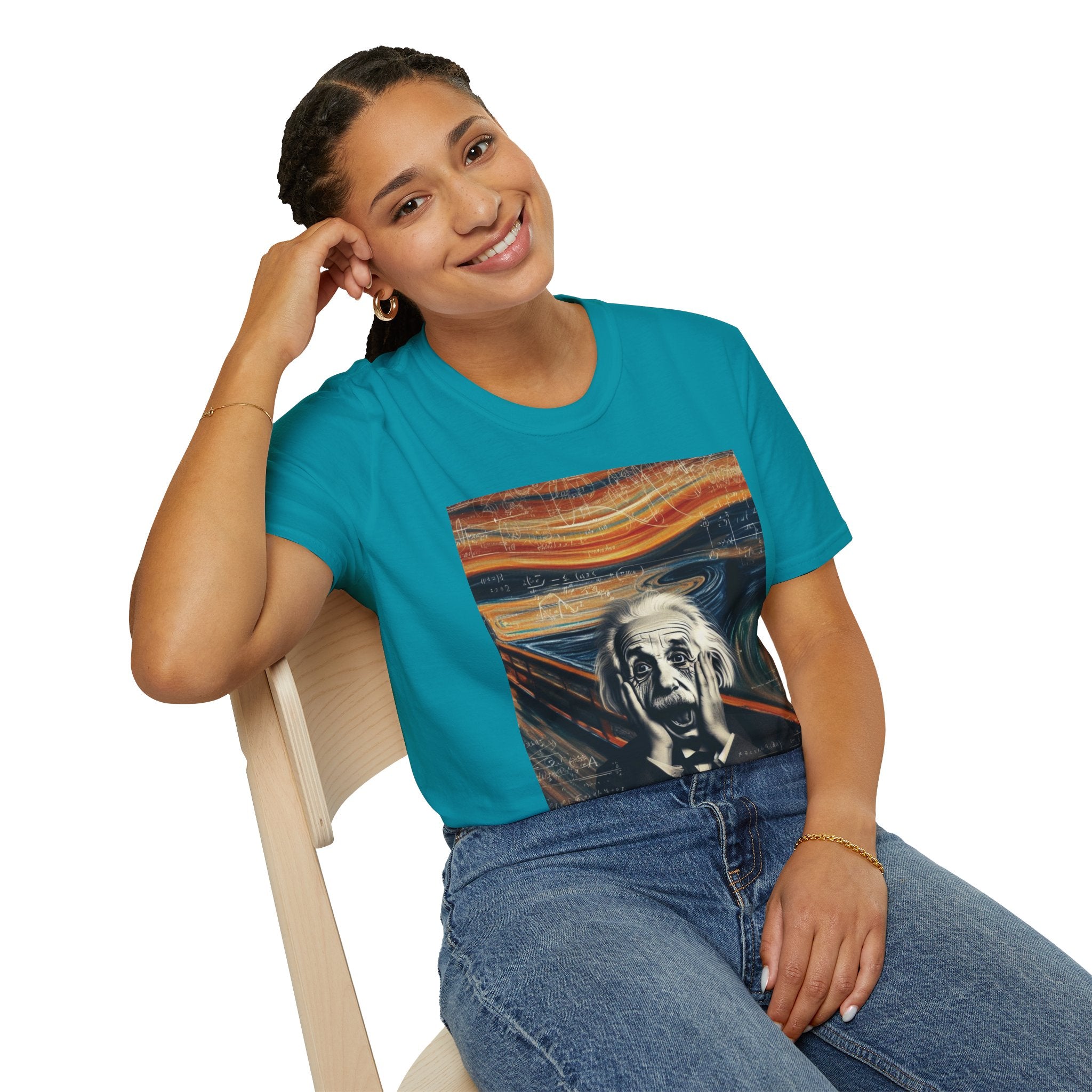 Funny Einstein Unisex Softstyle T-Shirt Edvard Munch Scream Cotton Gift Men Lady