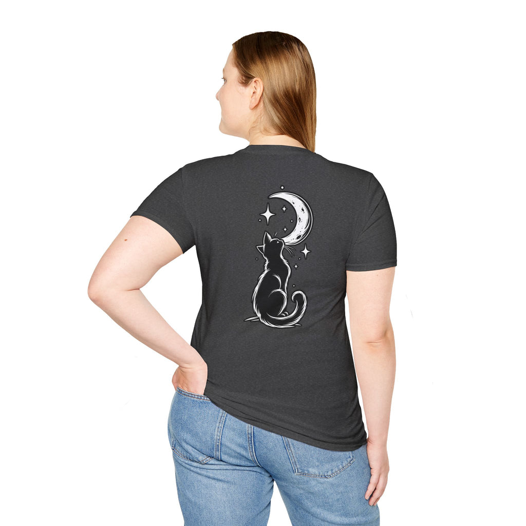 Black Cat Shirt Moon Silhouette Minimalist Funny Cat Lover Graphic Tee Unique Gift Black Cat T shirt