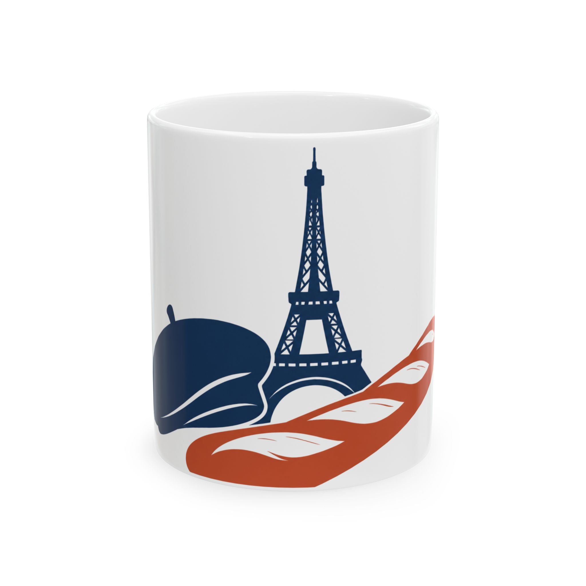 French Icons Mug Beret Baguette Eiffel Tower Retro Poster Coffee Cup 11oz 15oz France Travel Gift Tea Mug