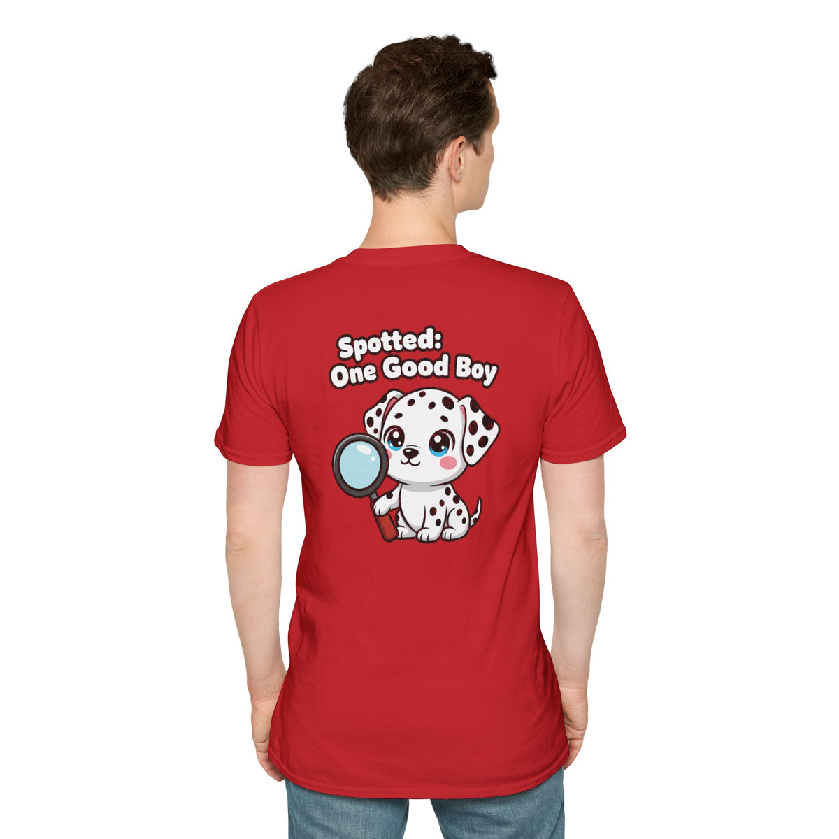 Cute Dalmatian Shirt Spotted: One Good Boy Funny Dog Lover Unisex Softstyle Tee Gift