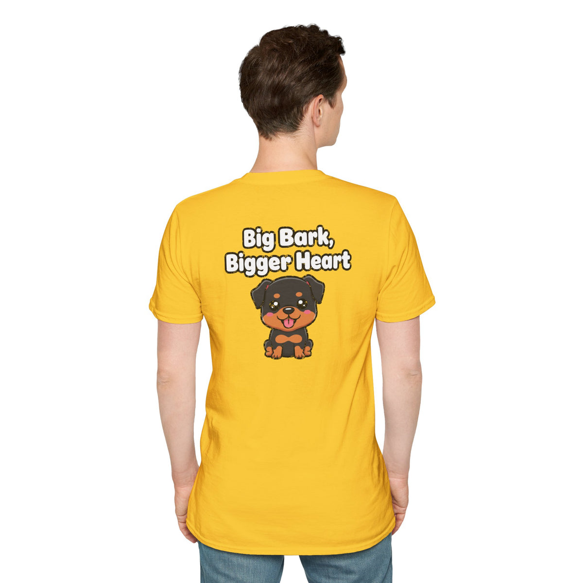 Cute Rottweiler Shirt Big Bark, Bigger Heart Funny Dog Lover Unisex Softstyle Tee Gift