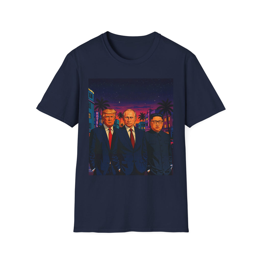 Funny Donald Trump Kim Putin in Miami T-Shirt Unique Unisex Softstyle Gift New