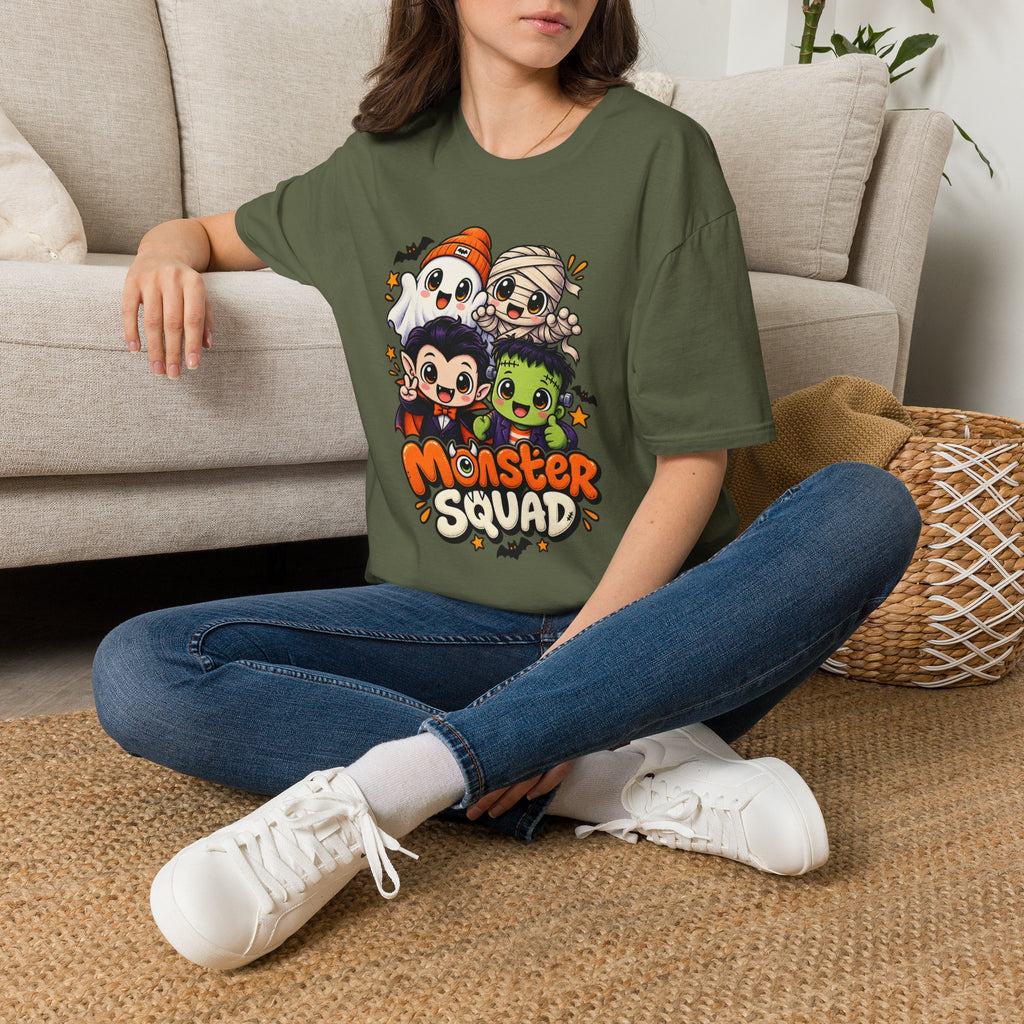 Funny Monster Squad Shirt | Cute Kawaii Halloween Tee | Ghost Mummy Vampire Frankenstein Graphic T-Shirt