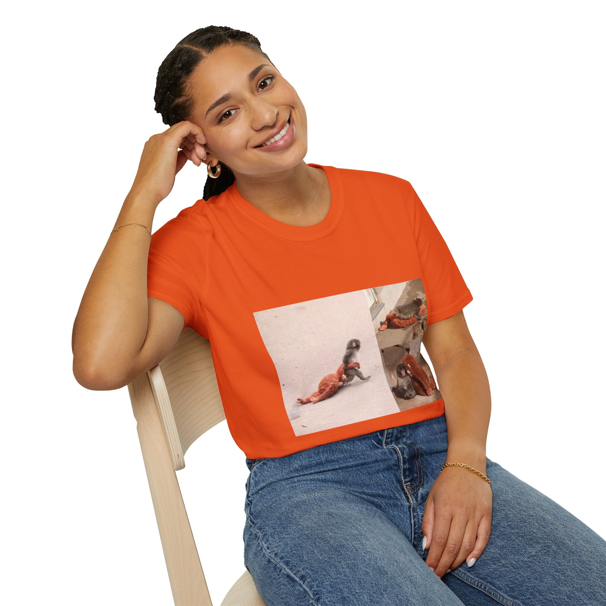 Funny Punch Monkey Viral Animal Tshirt Cute Trendy Unisex Softstyle T-Shirt Gift