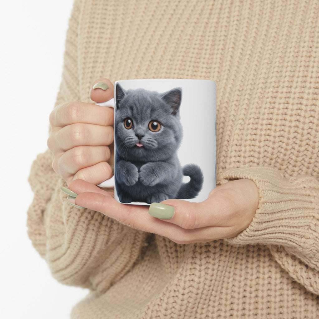 Funny British Shorthair Cat Mug Cute Detective Cat Coffee Cup Lover Gift Ceramic Mug 11oz 15oz