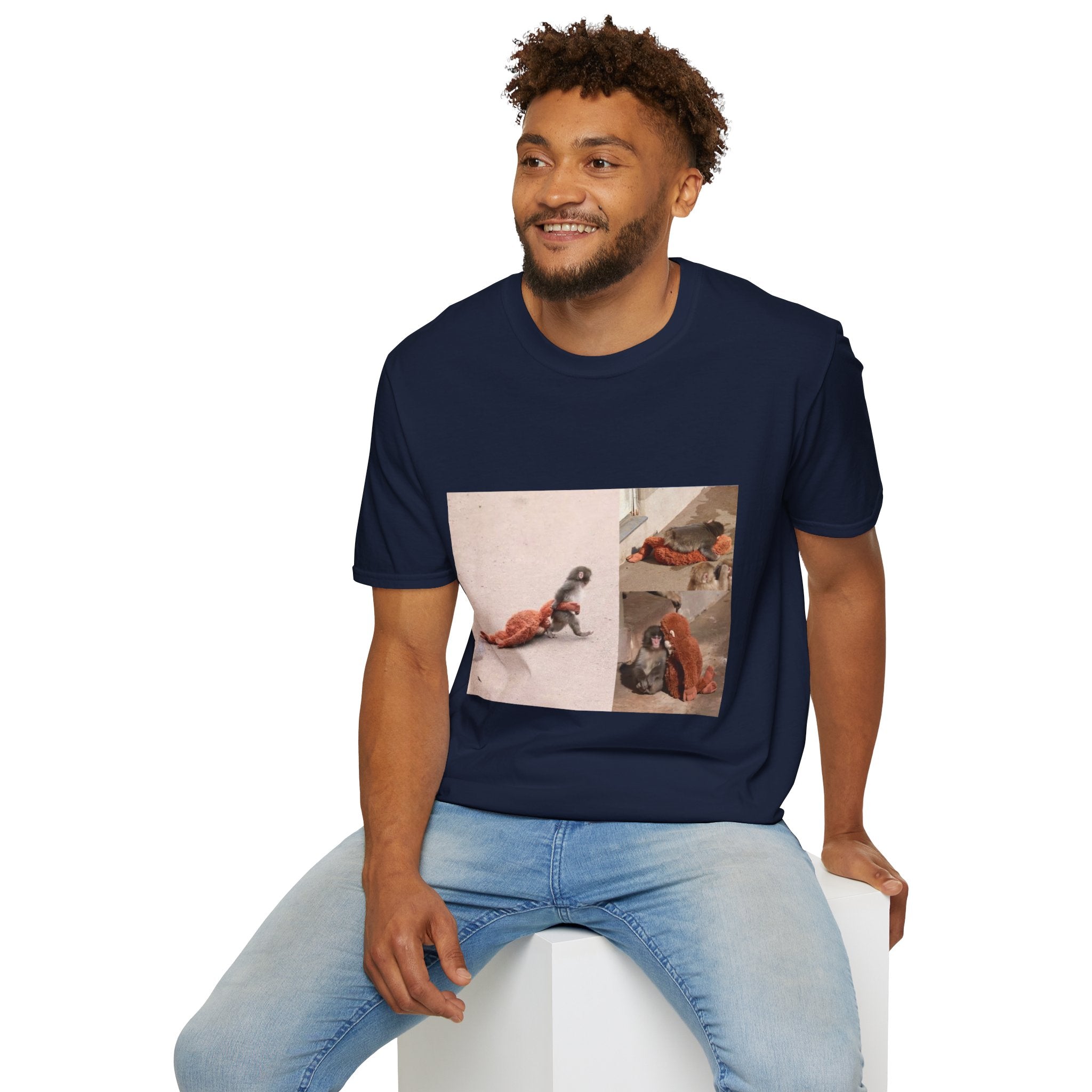 Funny Punch Monkey Viral Animal Tshirt Cute Trendy Unisex Softstyle T-Shirt Gift