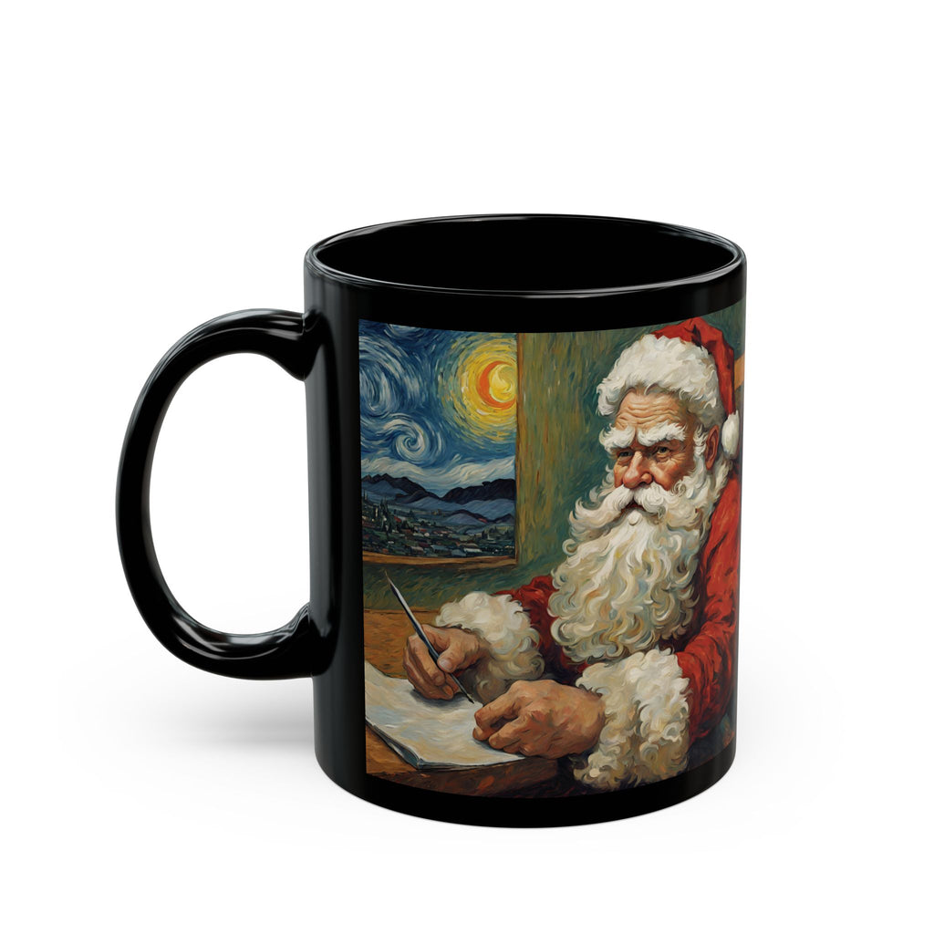 Santa Claus Mug in Vincent Van Gogh Style Mug Unique Funny Coffee Cup Gift Black