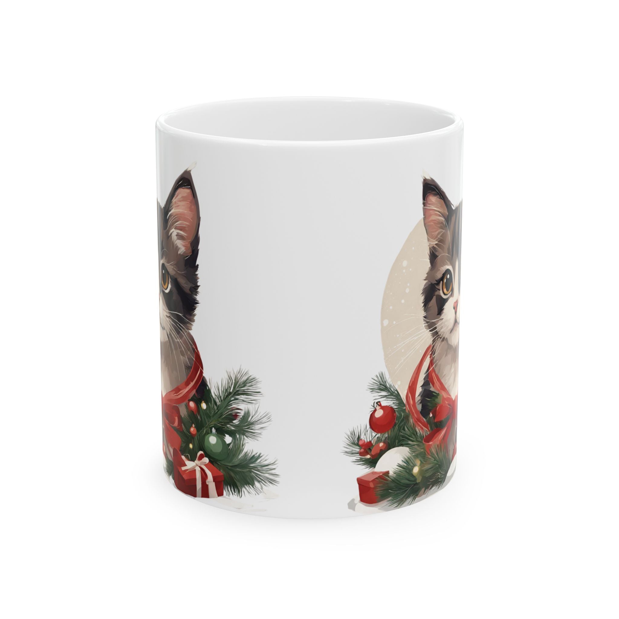 Christmas Mug Ceramic Cute Cat Mug Holiday Gift Kids Funny Coffee Cup Tea Animal