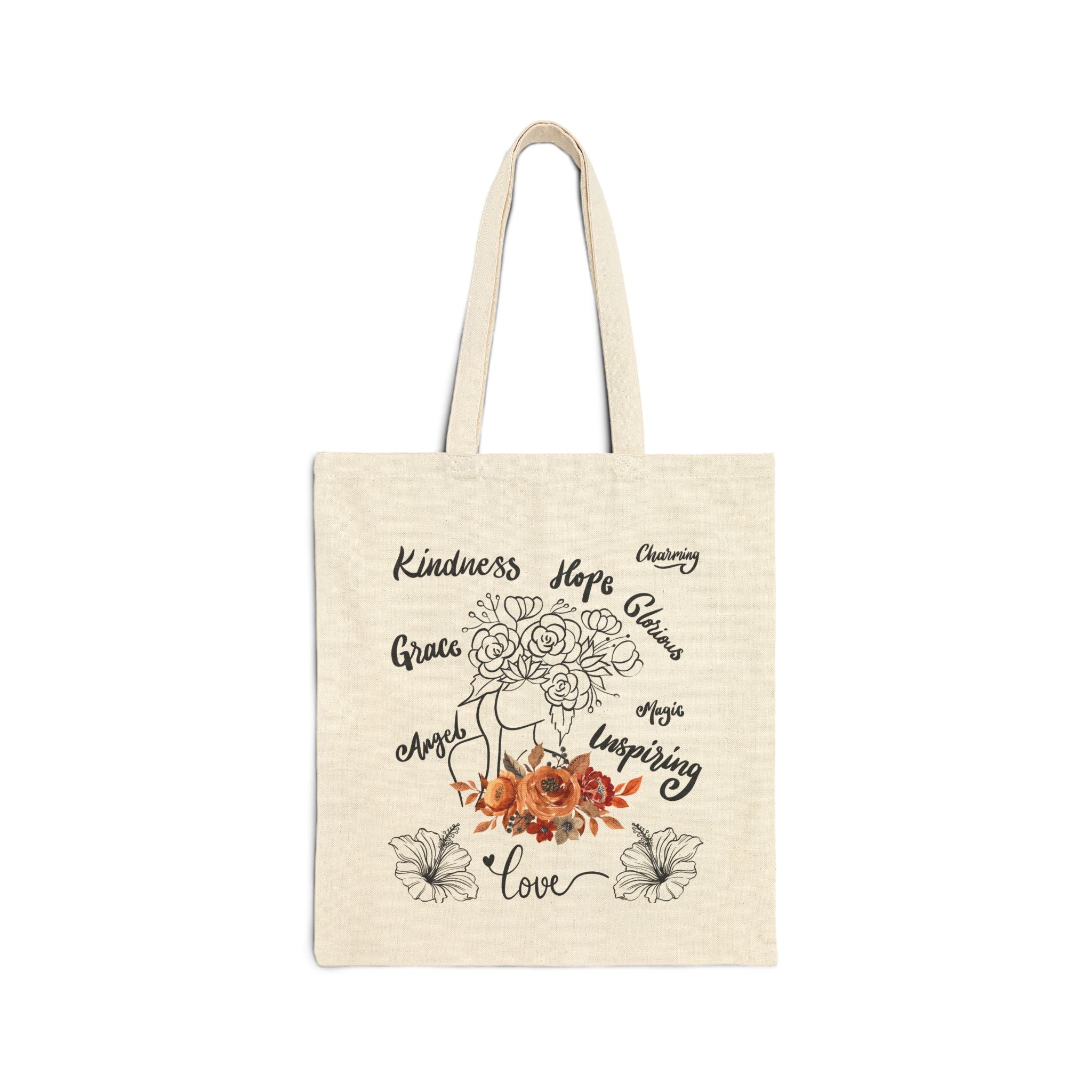Women's Tote Bag Flower Cotton Canvas Bag For School Best Gift Wife Girlfriend Best Gift