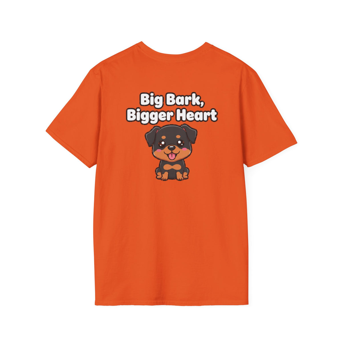 Cute Rottweiler Shirt Big Bark, Bigger Heart Funny Dog Lover Unisex Softstyle Tee Gift