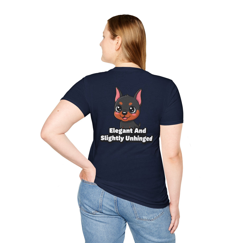 Cute Doberman Shirt Elegant And Slightly Unhinged Funny Dog Lover Unisex Softstyle Tee Gift