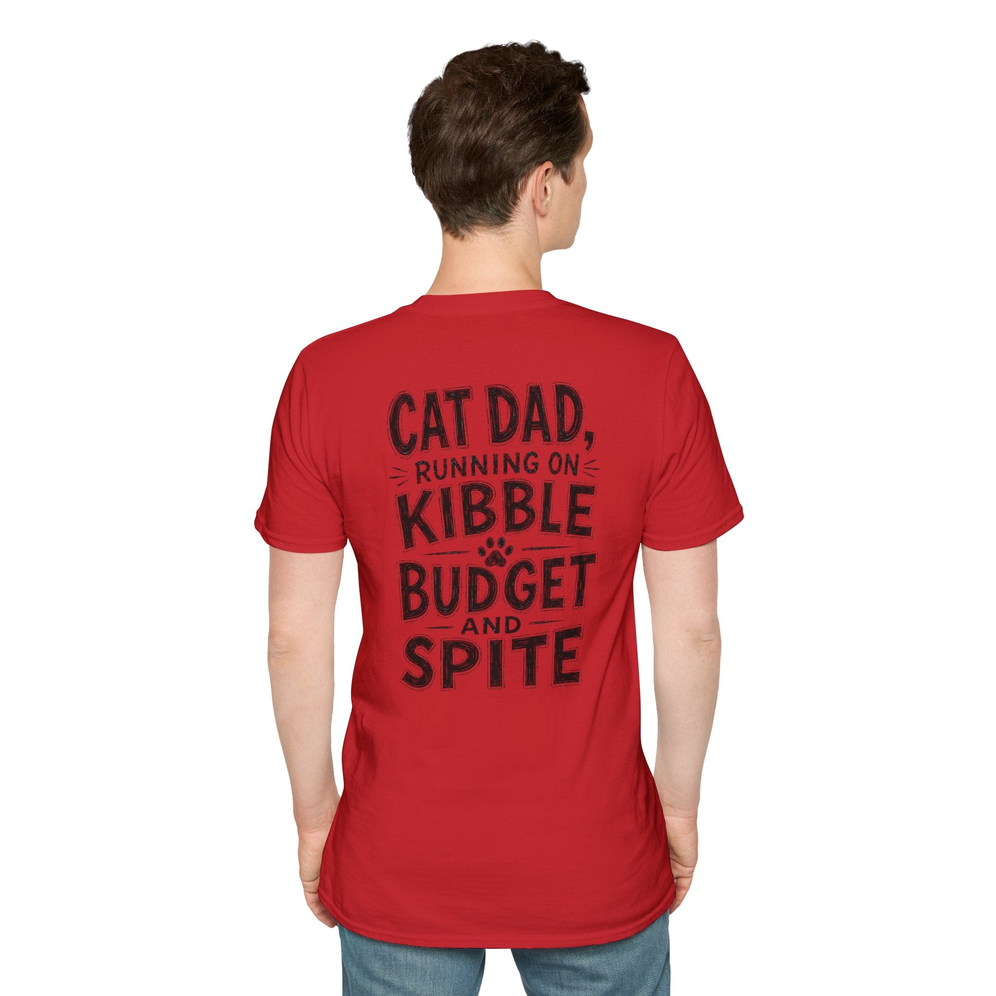 Cat Dad Shirt Running on Kibble Budget and Spite Dark Humor Tee Unique Gift Funny Tshirt