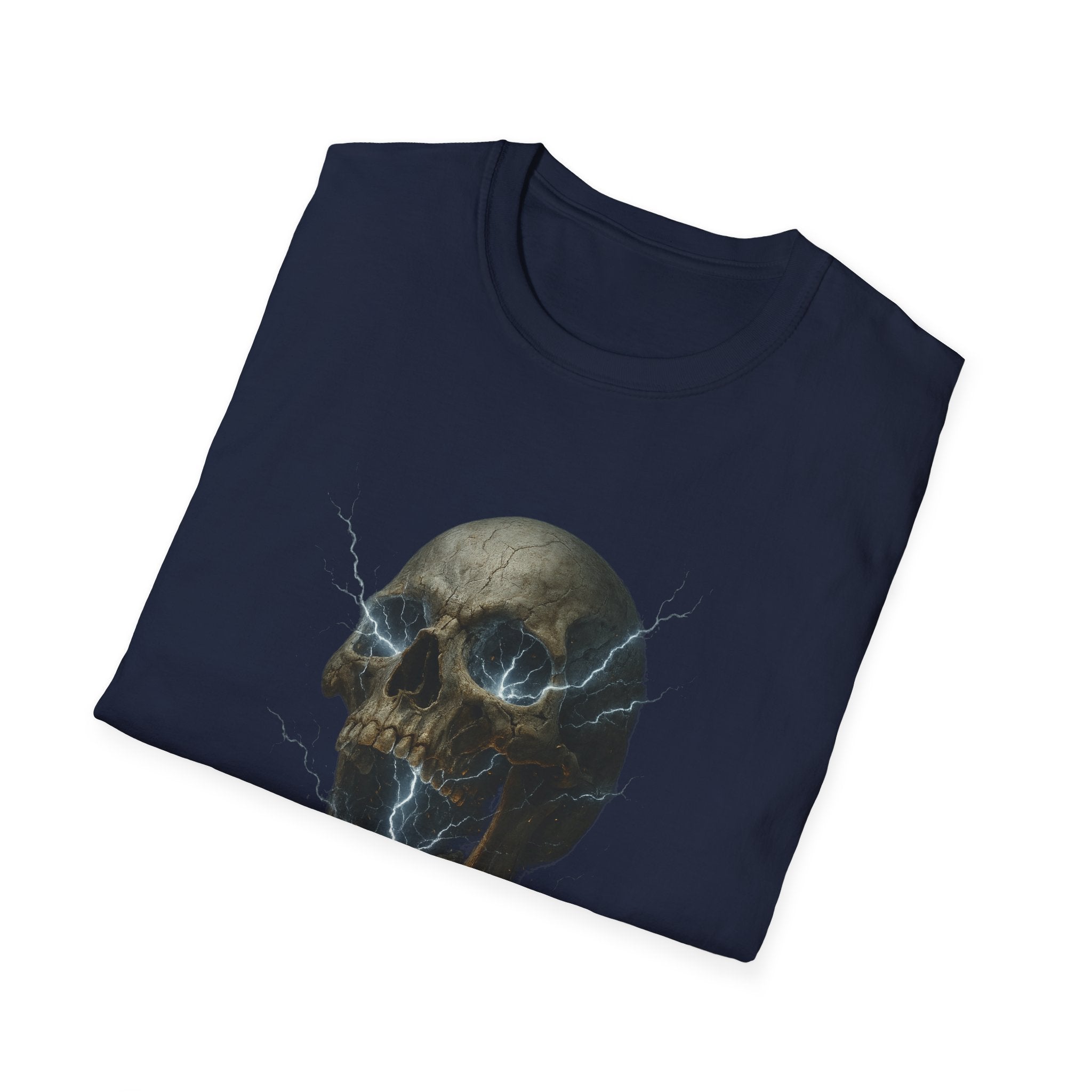Funny Mens Electric Skull T-Shirt Classic Short Sleeve Shirt Apparel Clothing