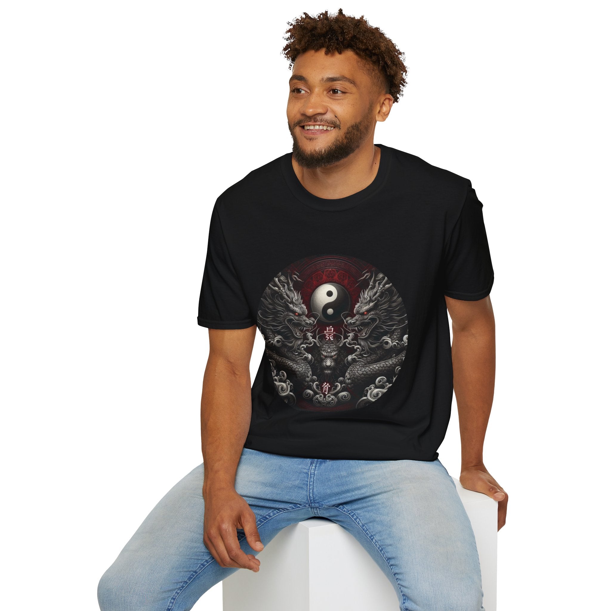 Dragon T-shirt Men Women Graphic Tee Clothing Apparel Symbol Ying Yang Best Gift