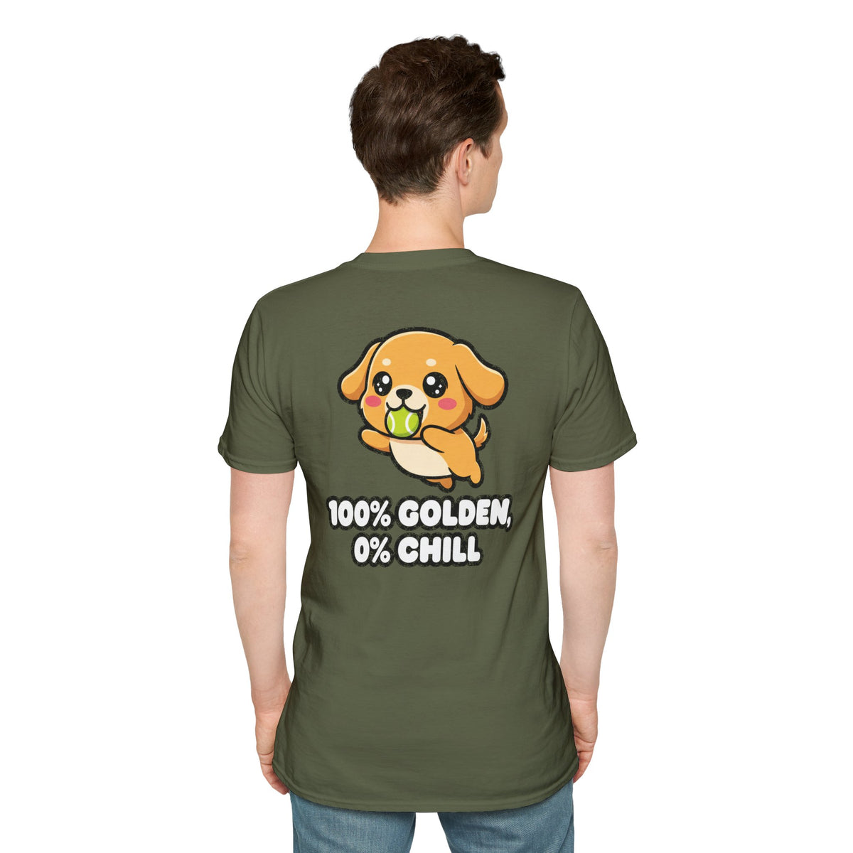 Cute Golden Retriever Shirt 100% Golden, 0% Chill Funny Dog Lover Unisex Softstyle Tee Gift