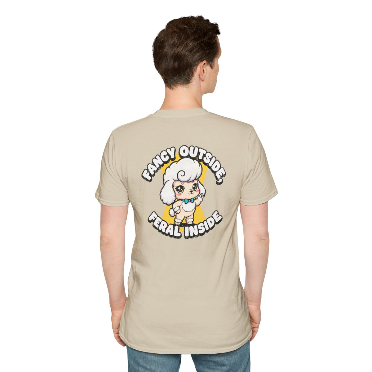 Cute Poodle Shirt Fancy Outside, Feral Inside Funny Dog Lover Unisex Softstyle Tee Gift