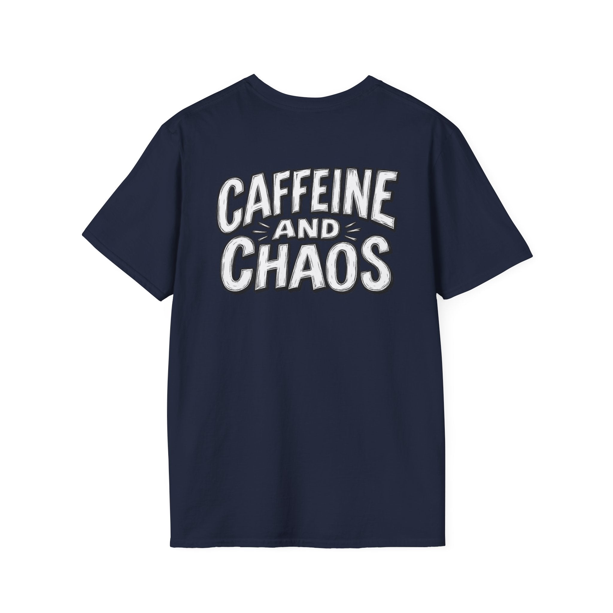 Funny Caffeine and Chaos Shirt Coffee Lover Graphic Tee Dark Humor Tshirt Funny Office Tshirt