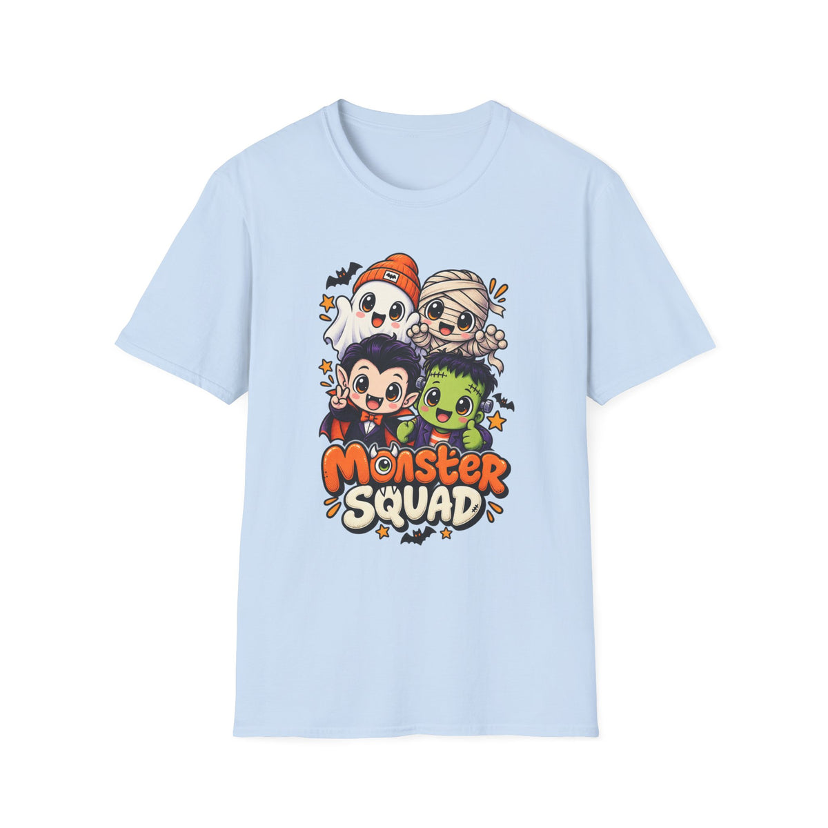 Funny Monster Squad Shirt | Cute Kawaii Halloween Tee | Ghost Mummy Vampire Frankenstein Graphic T-Shirt