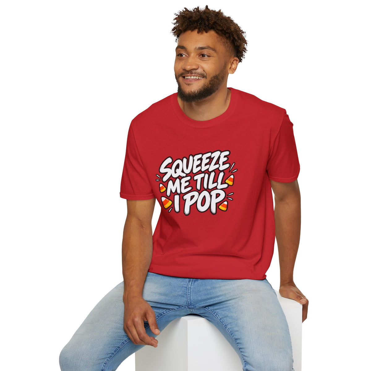 Funny Halloween Shirt Squeeze Me Till I Pop Candy Corn Novelty Tee Graphic T-Shirt