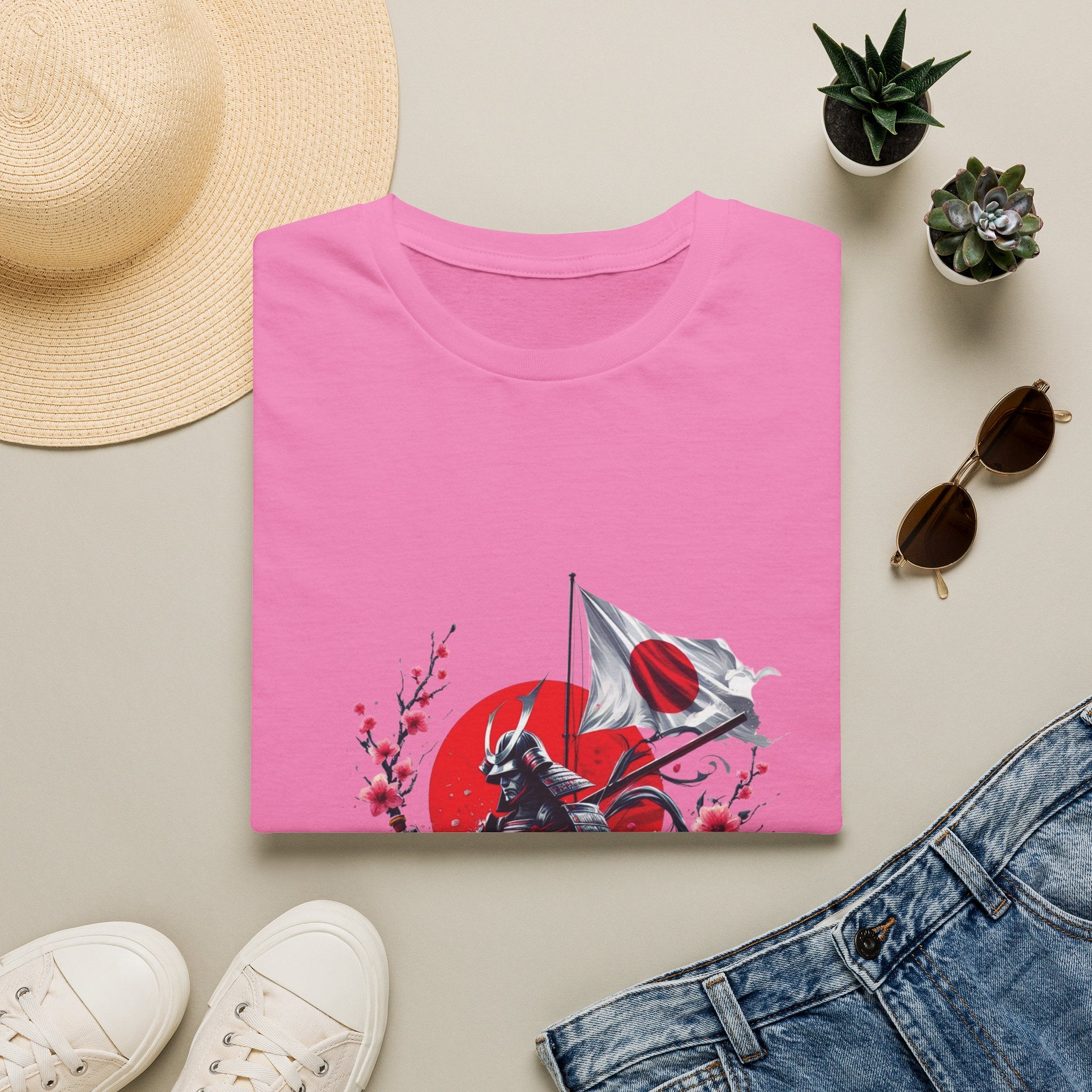 Japan Unisex Softstyle T-Shirt Japanese Art Sakura Samurai Cotton Gift Unique