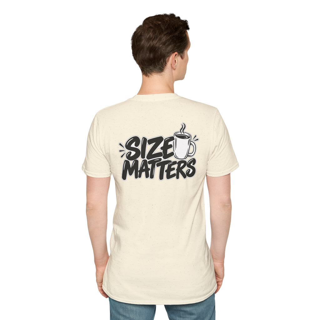 Dark Humor Funny Coffee Shirt Size Matters Novelty Graphic Tee Unique Gift