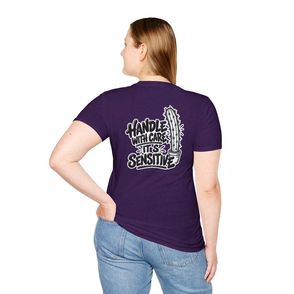 Dark Humor Funny Plant Shirt Handle With Care It's Sensitive Novelty Cactus Tshirt Tee Unique Gift