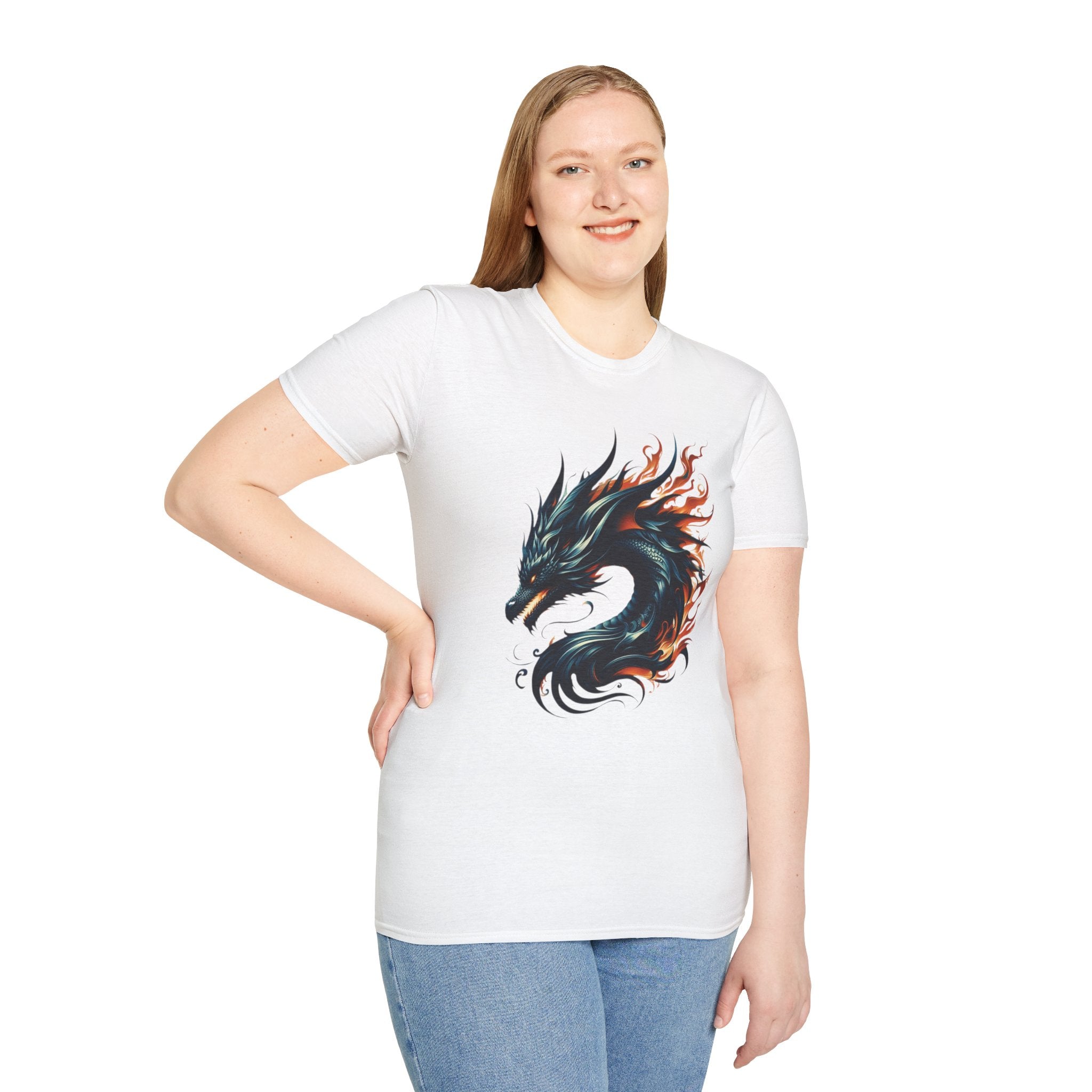 Dragon T-shirt Mens Graphic Tee Clothing Apparel Chinese Symbol Unisex Softstyle