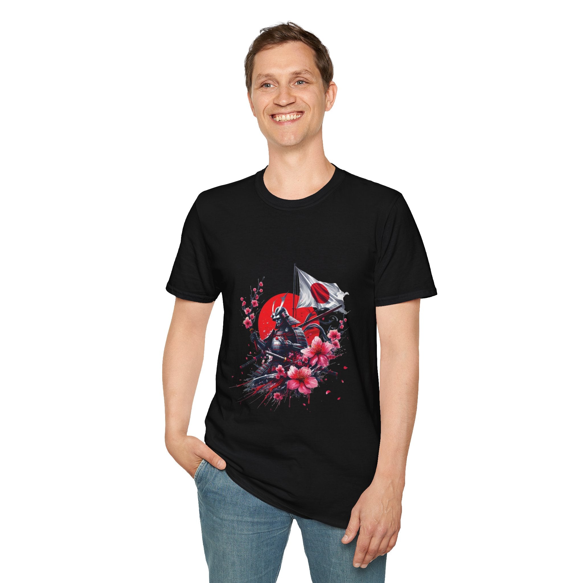Japan Unisex Softstyle T-Shirt Japanese Art Sakura Samurai Cotton Gift Unique