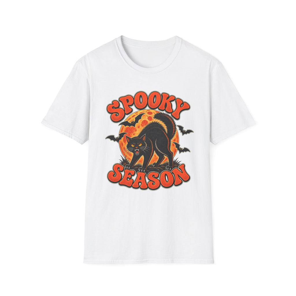 Retro Black Cat Halloween Shirt | Vintage Spooky Season Graphic Tee | Womens Halloween T-Shirt