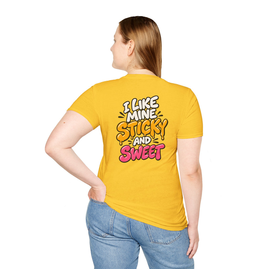 Dark Humor Funny Tshirt I LIKE MINE STICKY AND SWEET Tee Unique Gift