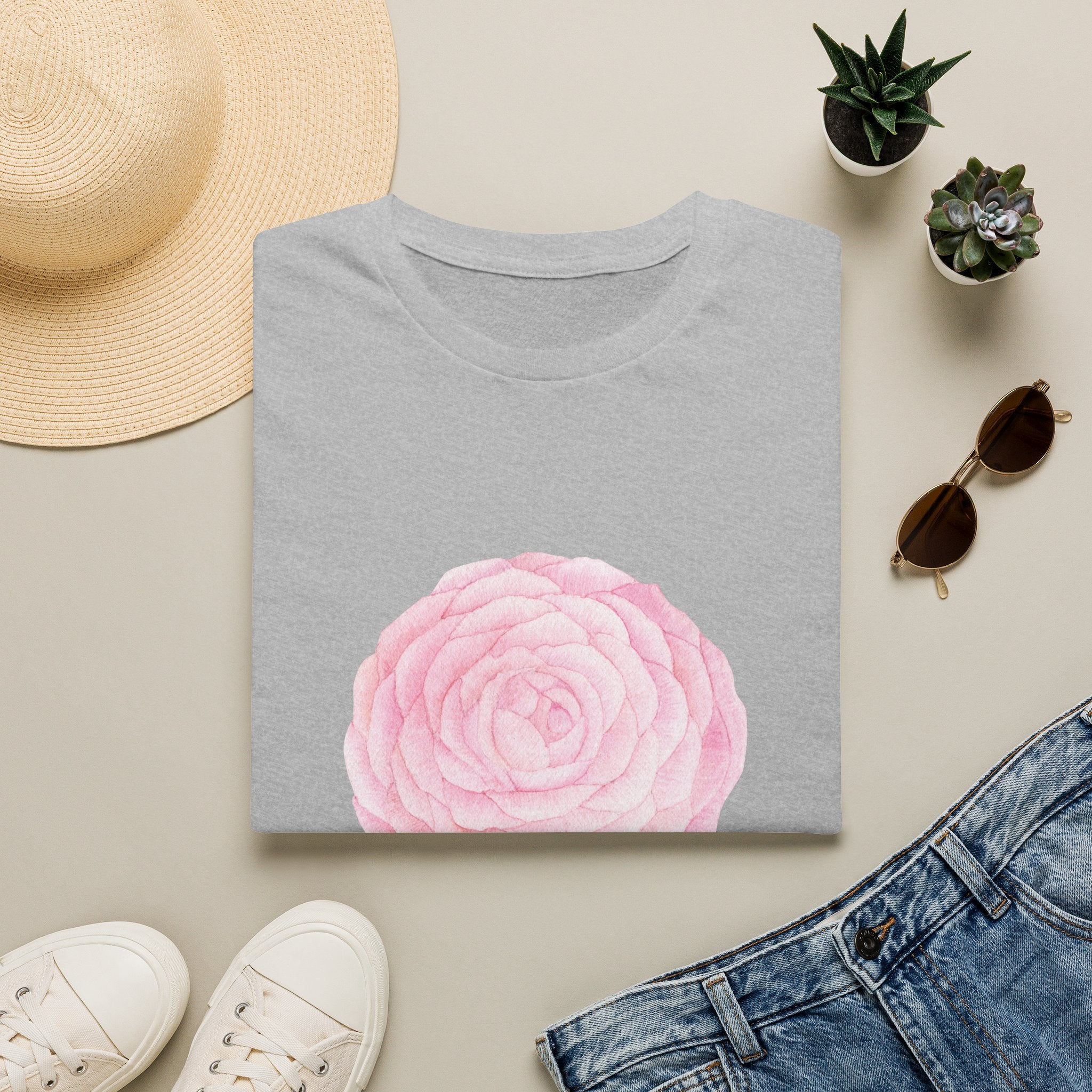Tsubaki Japanese Camellia Unisex Softstyle T-Shirt Gift Cotton Japan Art Flower