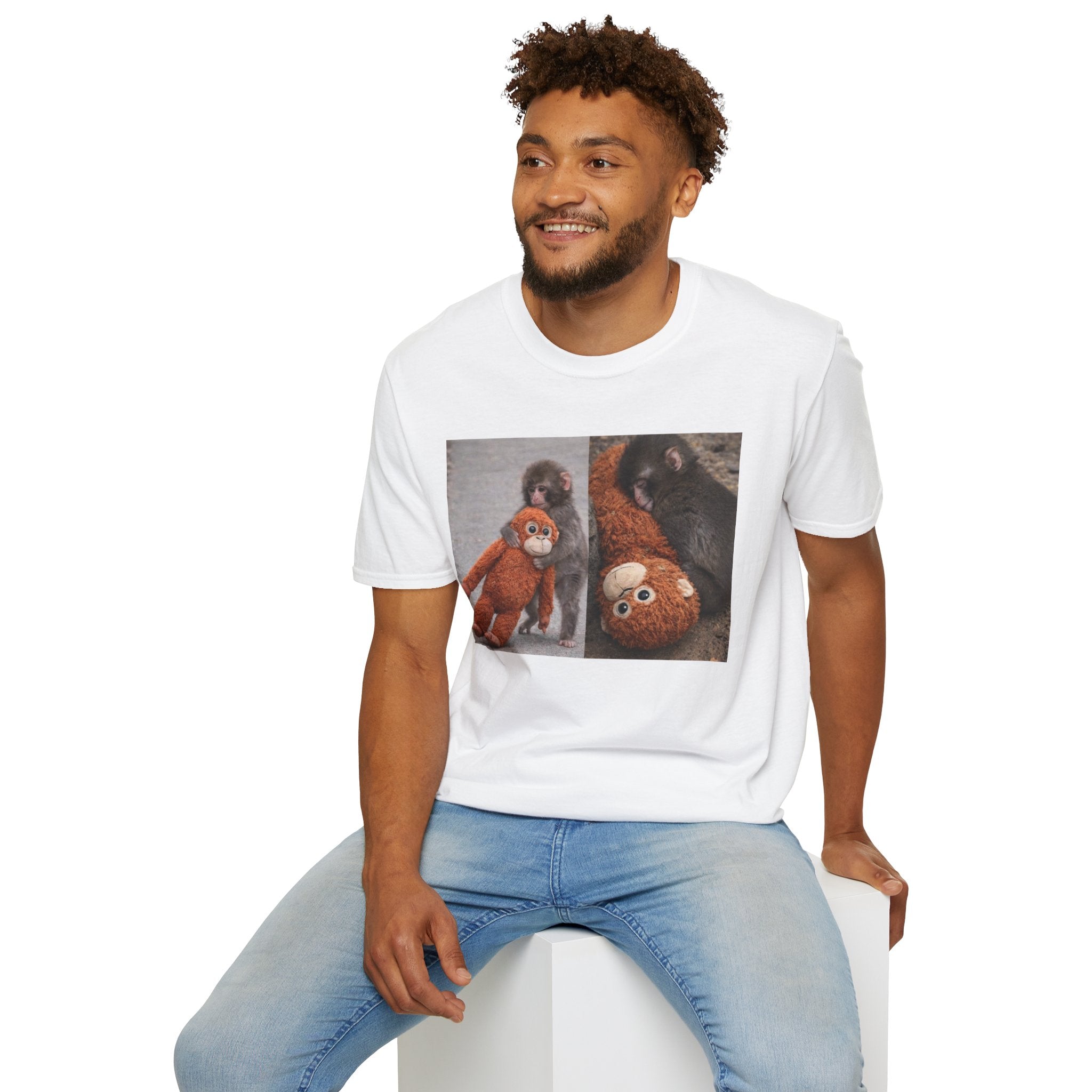 Funny Punch Monkey Viral Animal Tshirt Cute Trendy Unisex Softstyle T-Shirt Gift