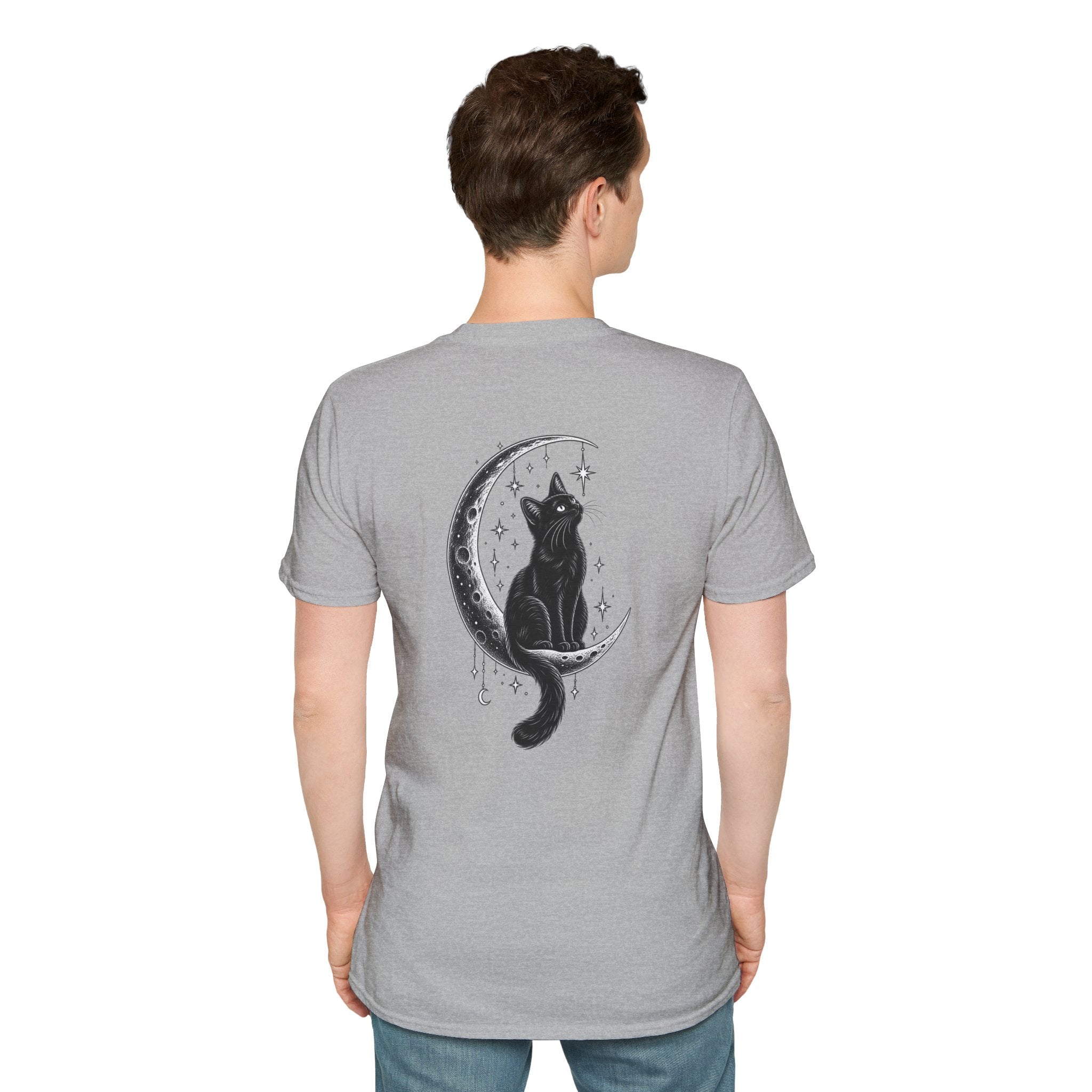 Black Cat Shirt Moon Silhouette Minimalist Funny Cat Lover Graphic Tee Unique Gift Black Cat T shirt