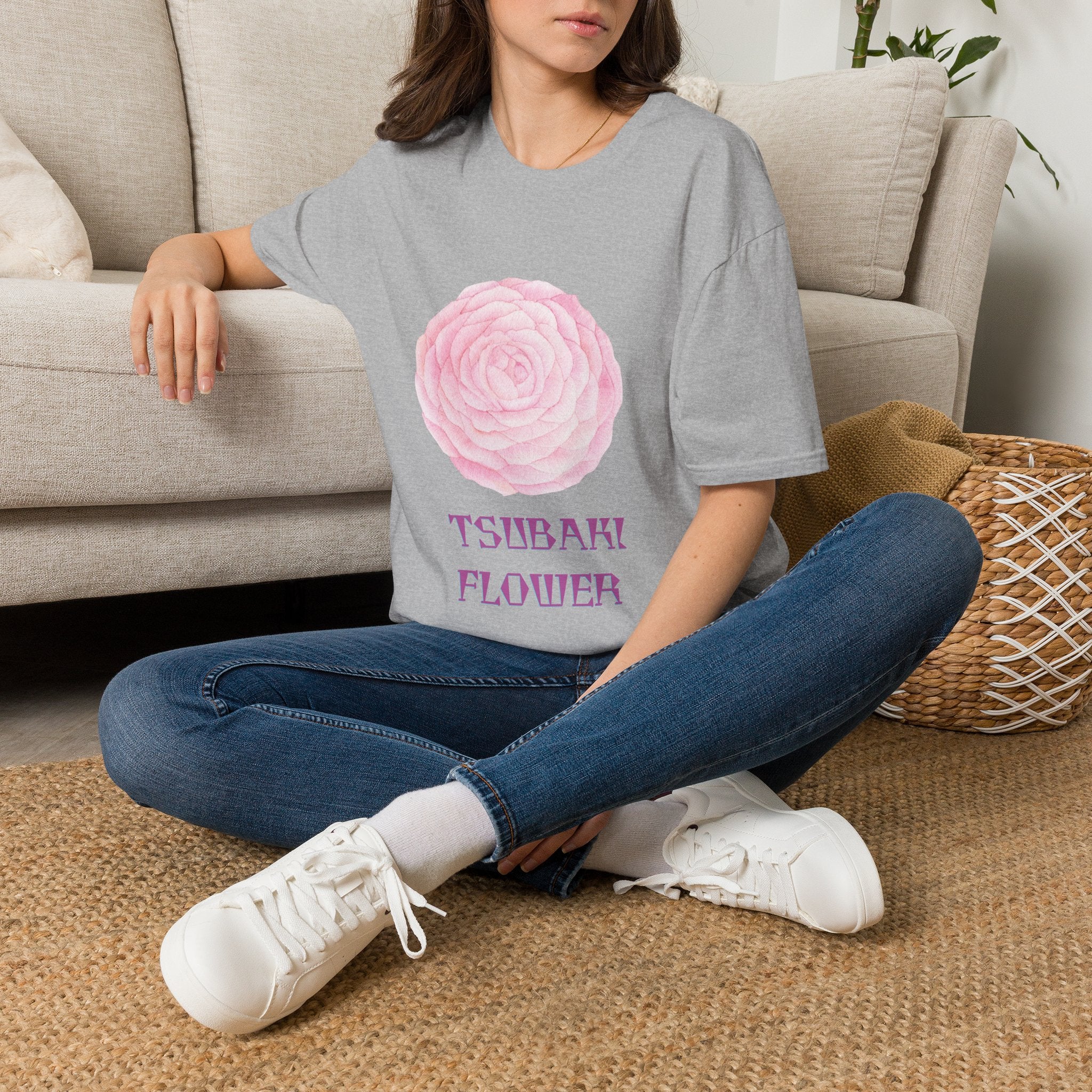Tsubaki Japanese Camellia Unisex Softstyle T-Shirt Gift Cotton Japan Art Flower