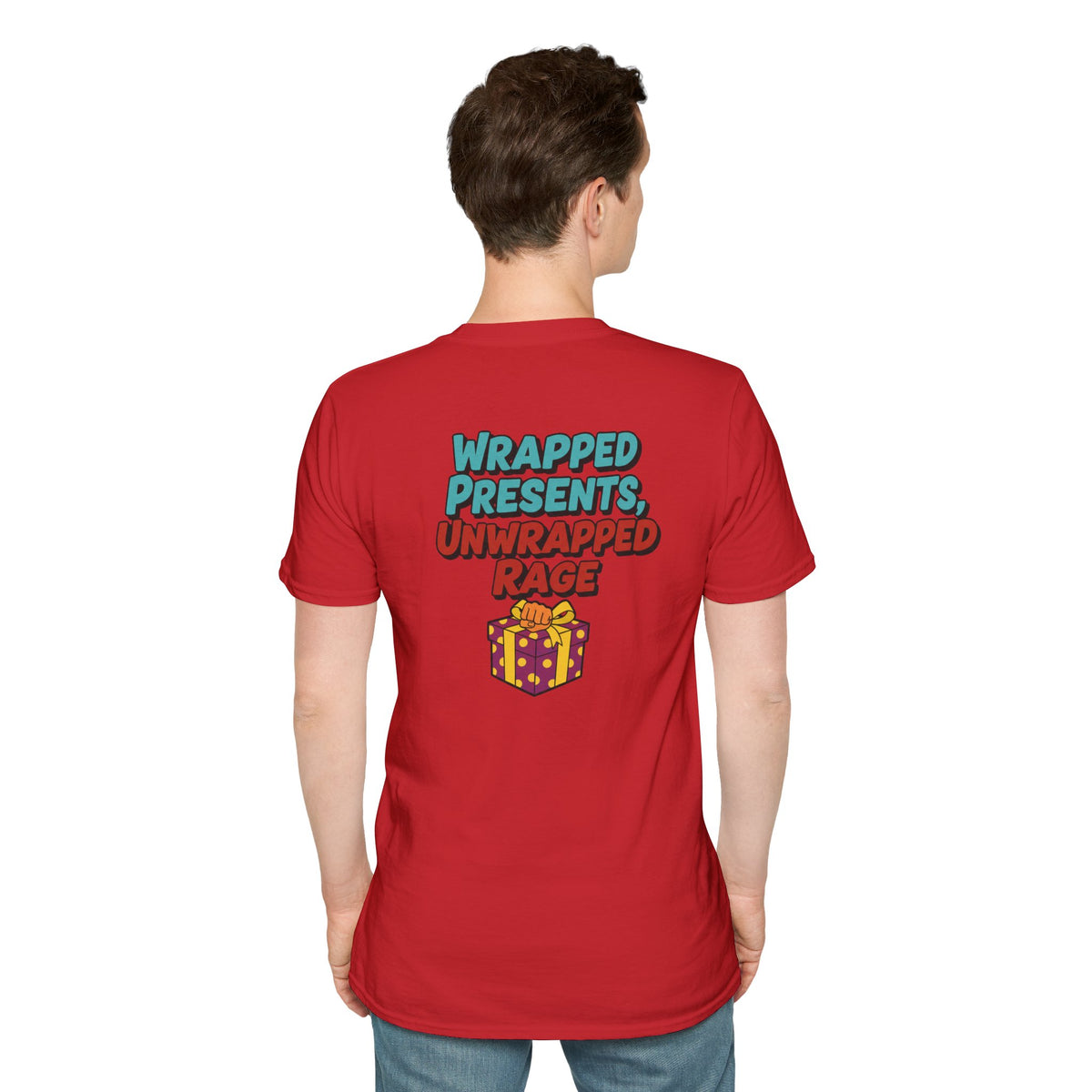 Dark Humor Christmas Shirt Wrapped Presents Unwrapped Rage Funny Sarcastic Unisex Softstyle Tee Adult Christmas Gift