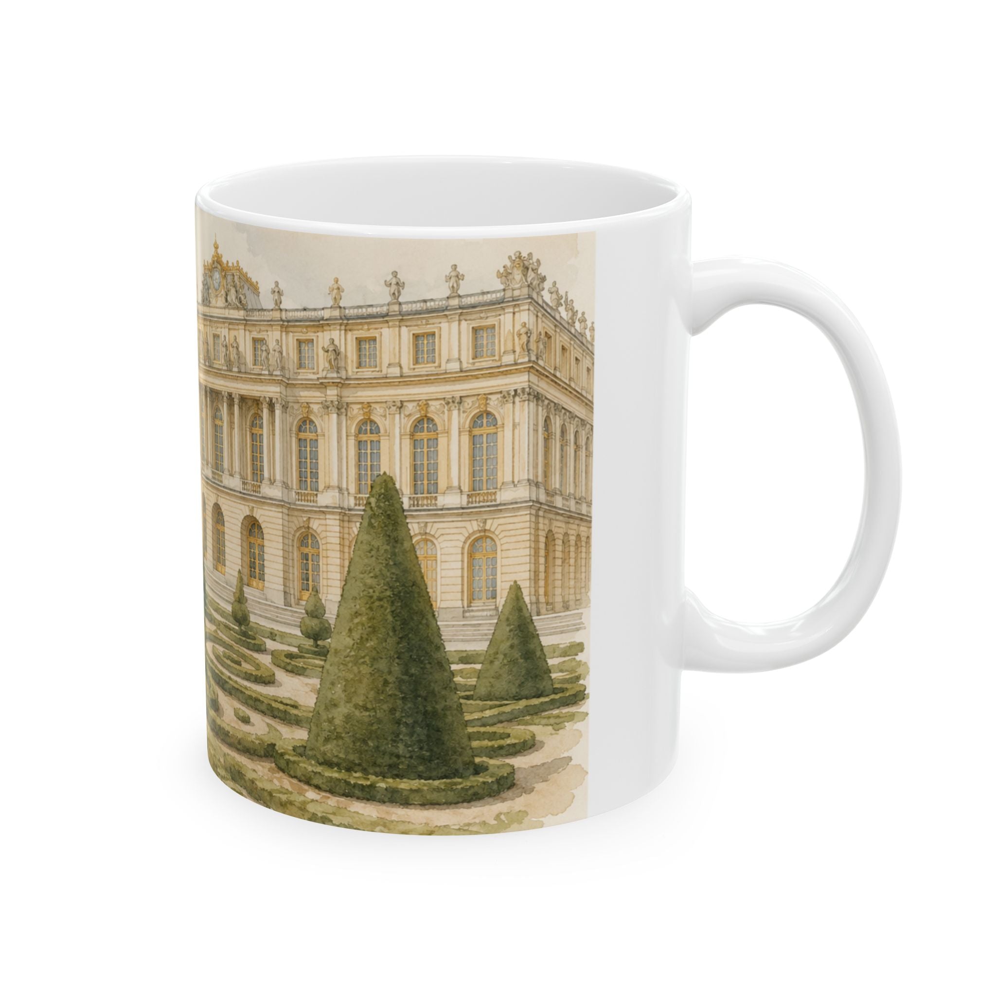Palace of Versailles Mug Elegant Watercolor French Garden Coffee Cup Gift Ceramic Travel Mug