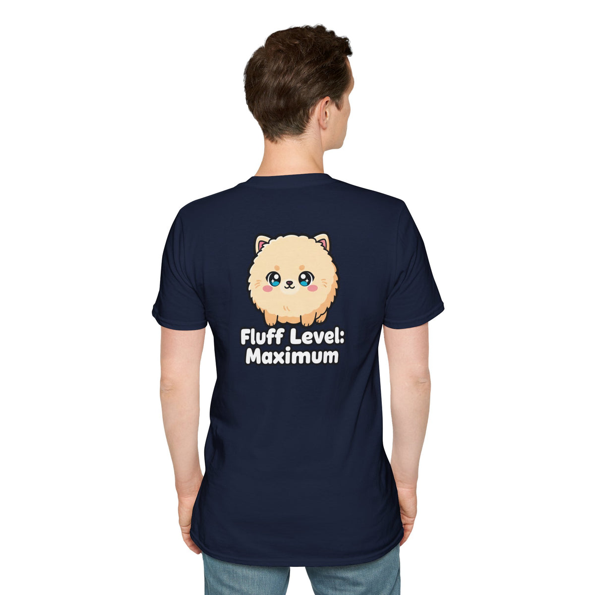 Cute Dog Pomeranian Shirt Fluff Level: Maximum Funny Dog Lover Unisex Softstyle Tee Gift