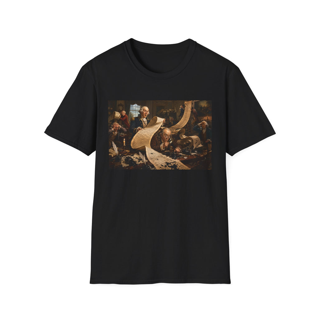 Funny USA Unisex Softstyle T-Shirt Giant Declaration Team Funny Patriotic T-Shirt United States of America Benjamin Franklin George Washington Tshirts