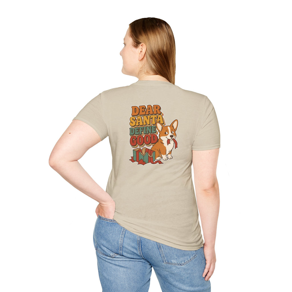 Retro Christmas Dog T-Shirt Dear Santa Define Good Vintage Dog Lover Shirt Unisex Softstyle Tee Christmas Gift