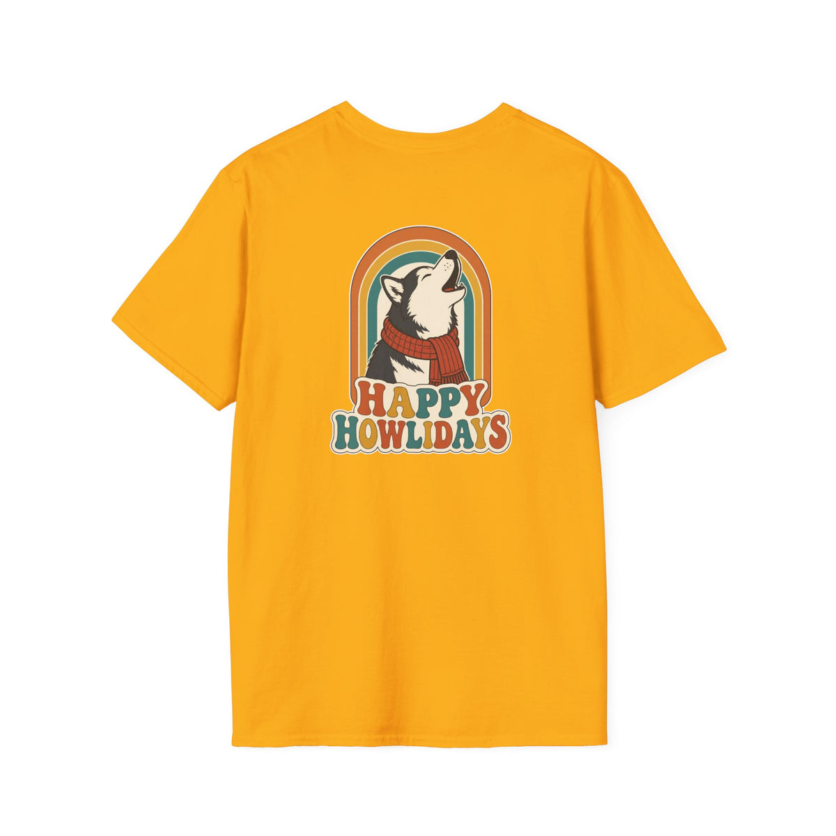 Retro Christmas Dog T-Shirt Happy Howlidays Vintage Dog Lover Shirt Unisex Softstyle Tee Christmas Gift